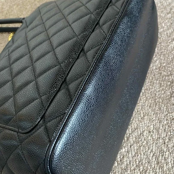 CHANEL Black Quilted Tote with Gold Charm - Picture 5 of 8